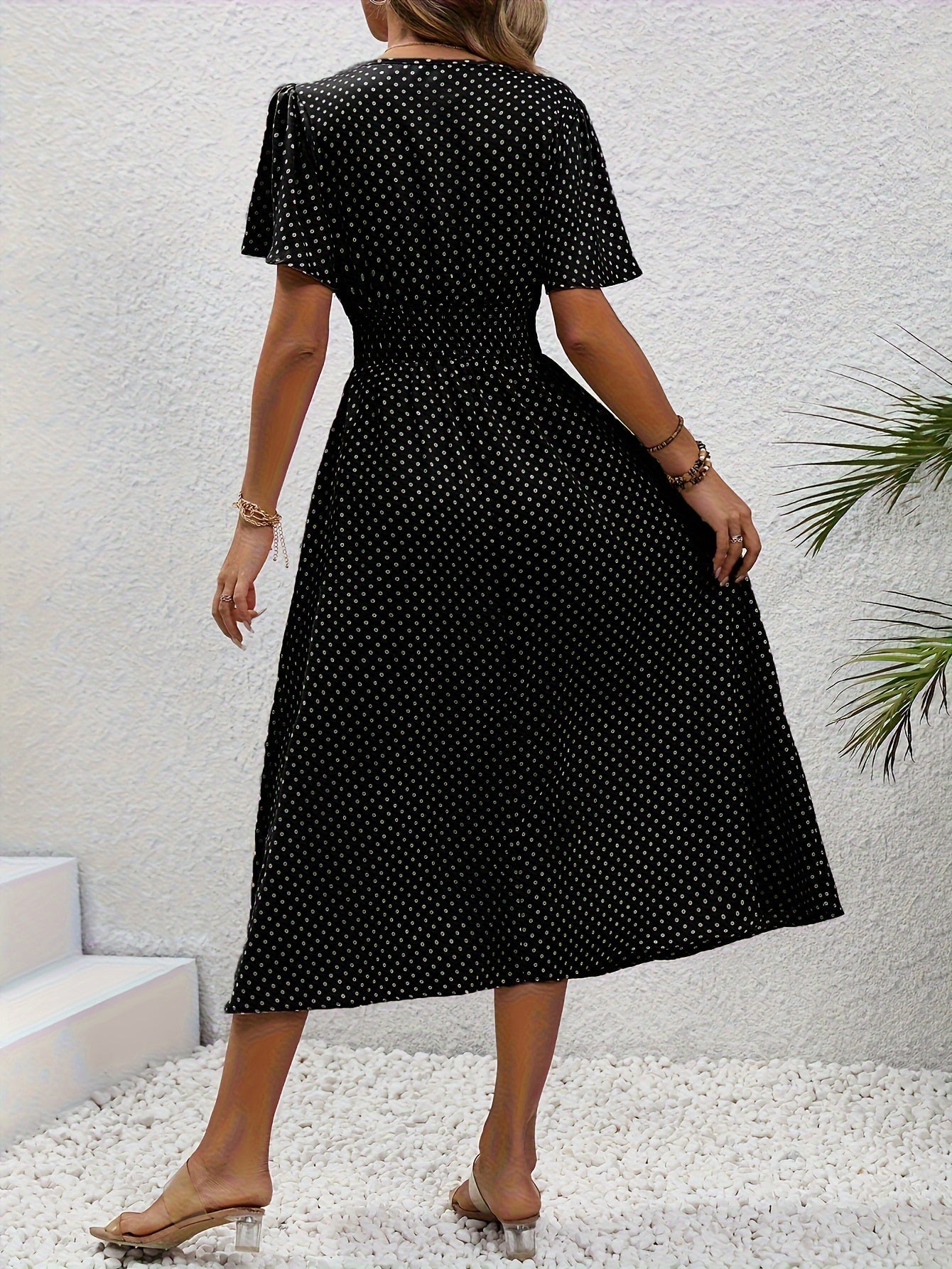 MAEVA | Robe midi chic à pois roses