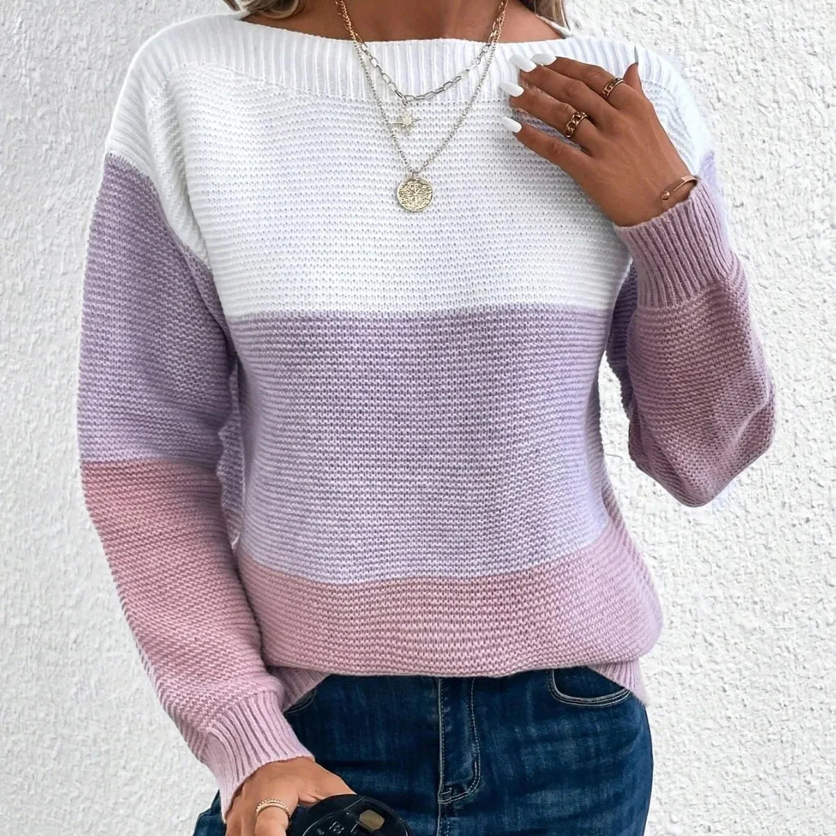ELEANOR™ | Elegant trefärgad stickad tröja