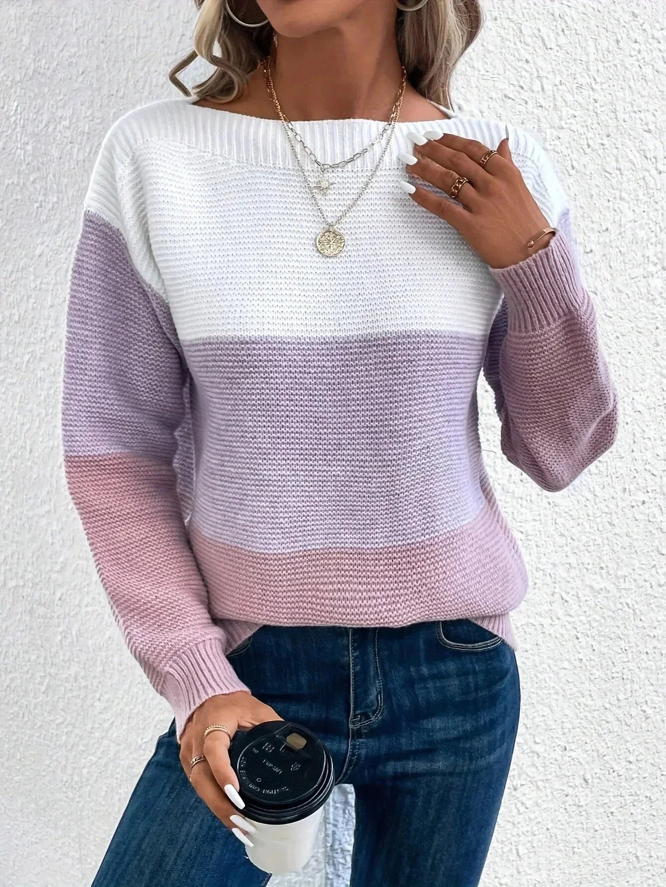 ELEANOR™ | Elegant trefärgad stickad tröja