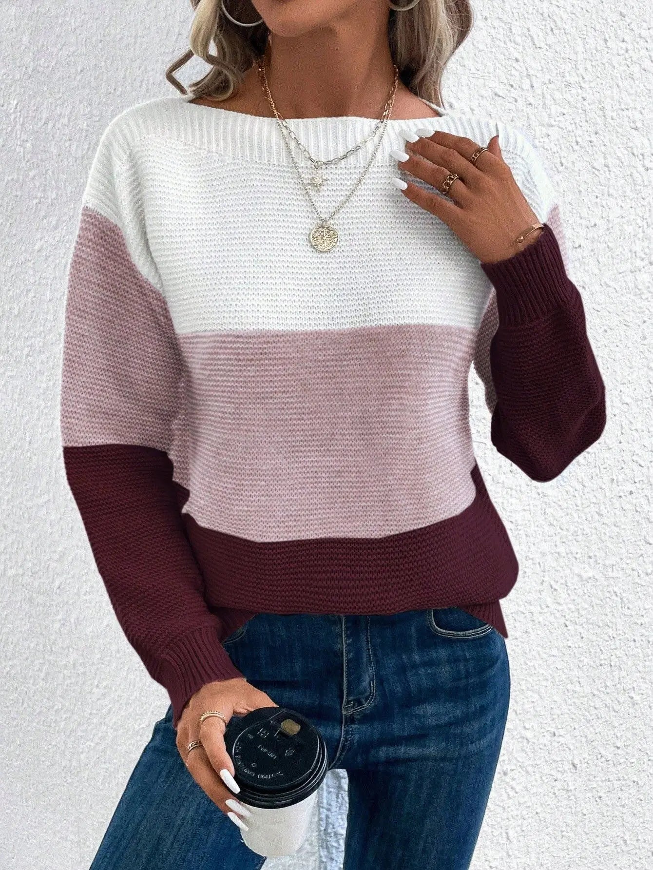 ELEANOR™ | Elegant trefärgad stickad tröja