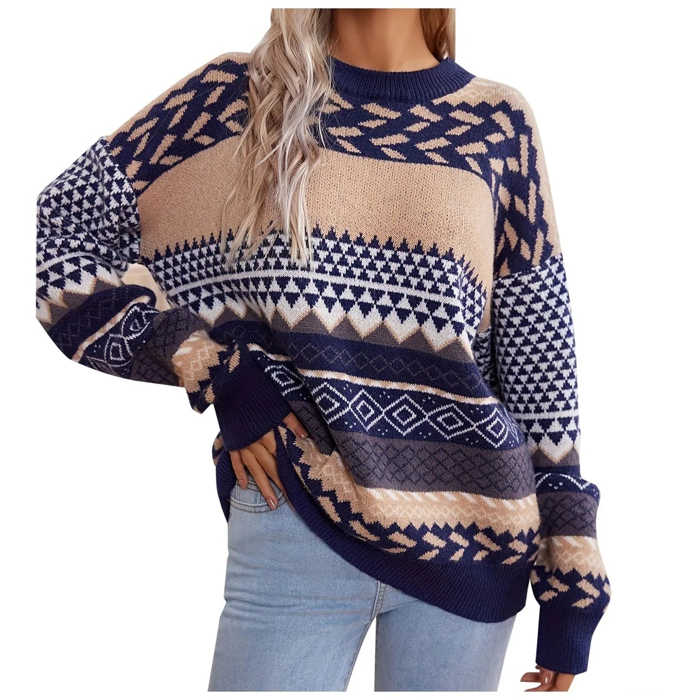 ELOISA™ | Retro Stickad Kontrasttröja