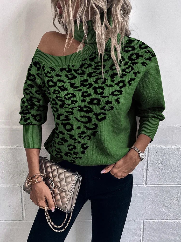 LYSIANNE™ | Leopardtröja med Nedhasade Axlar