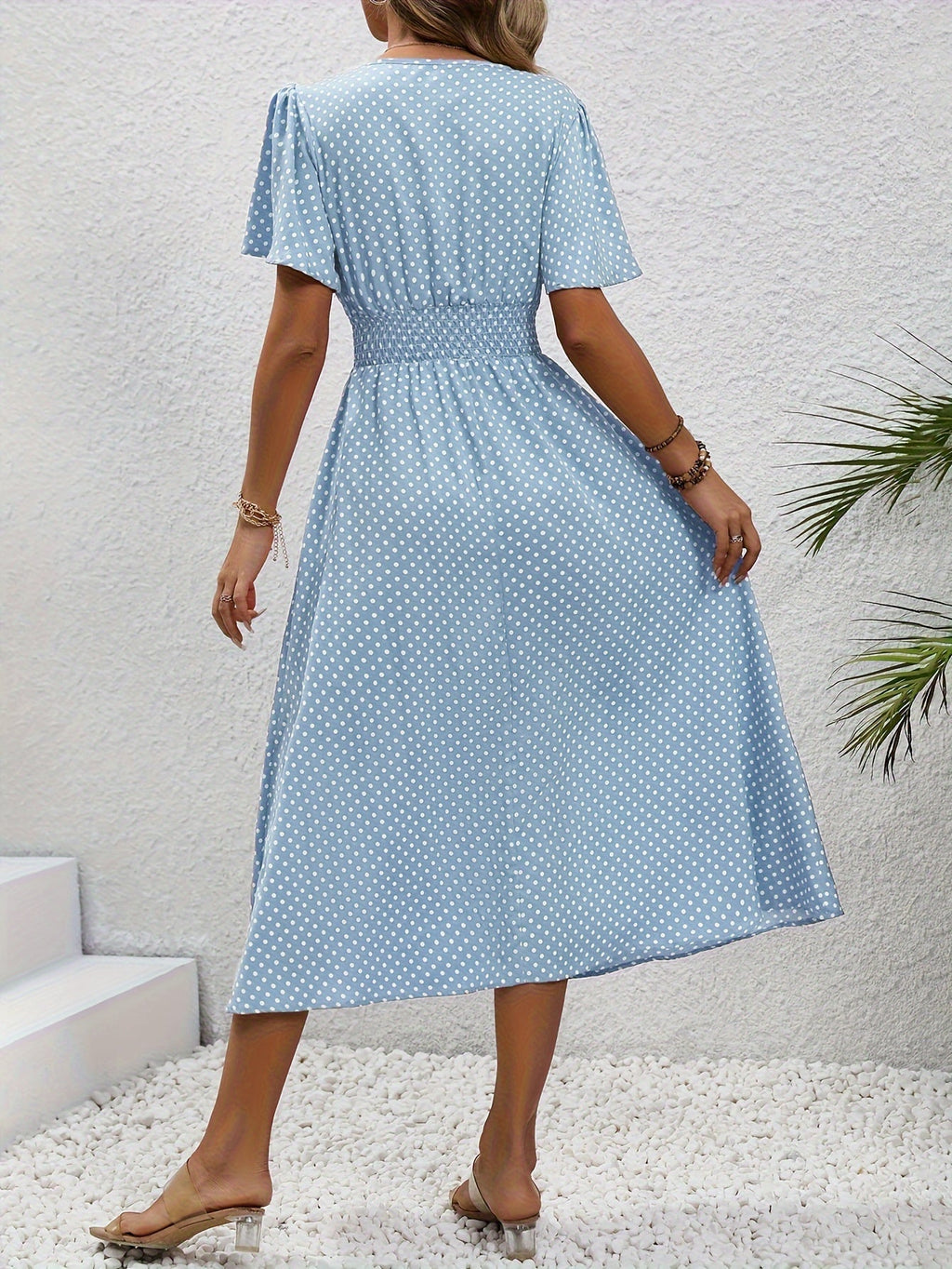 MAEVA | Robe midi chic à pois roses