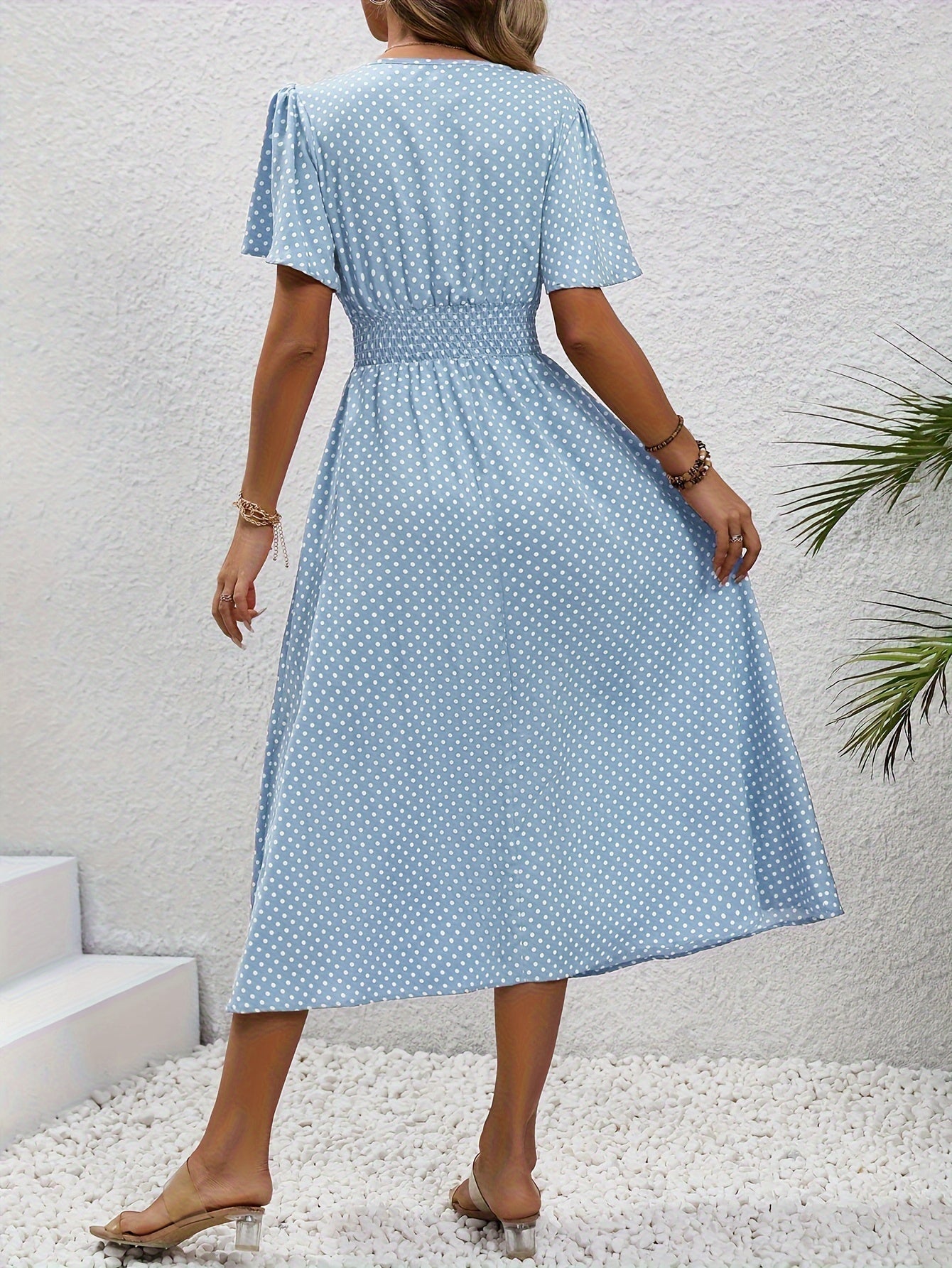 MAEVA | Robe midi chic à pois roses