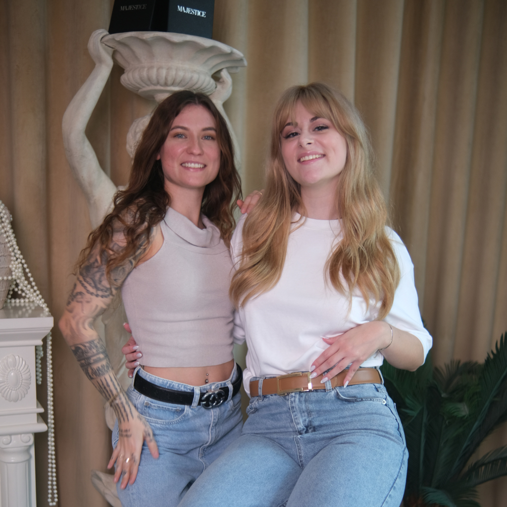 MAJESTICE BÄLTE: Enkelknäppande automatisk läderbälte för damer