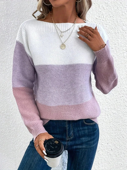 ELEANOR™ | Elegant trefärgad stickad tröja