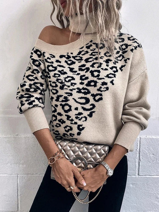 LYSIANNE™ | Leopardtröja med Nedhasade Axlar